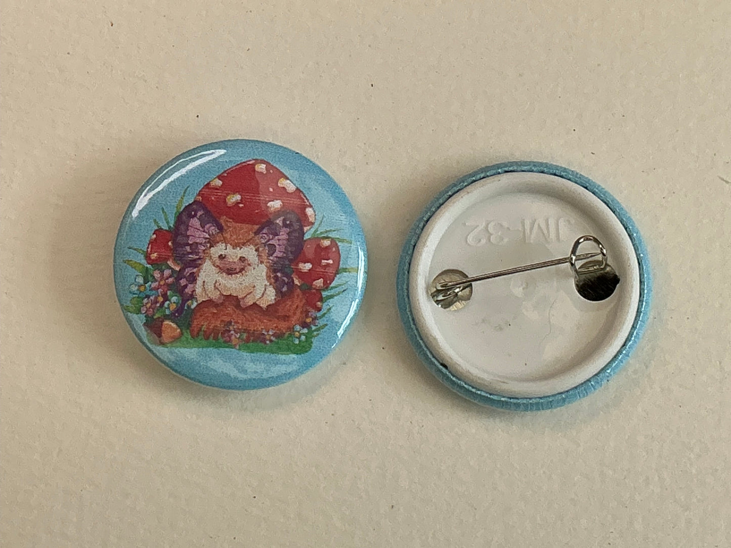 Tizzie- whizzie home made button badge
