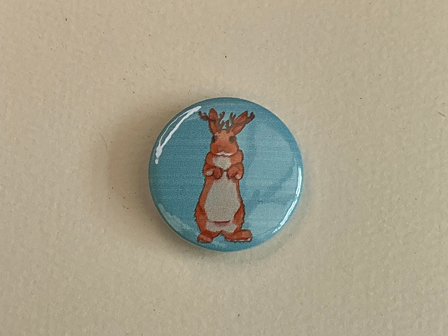 Jackalope button badge pin
