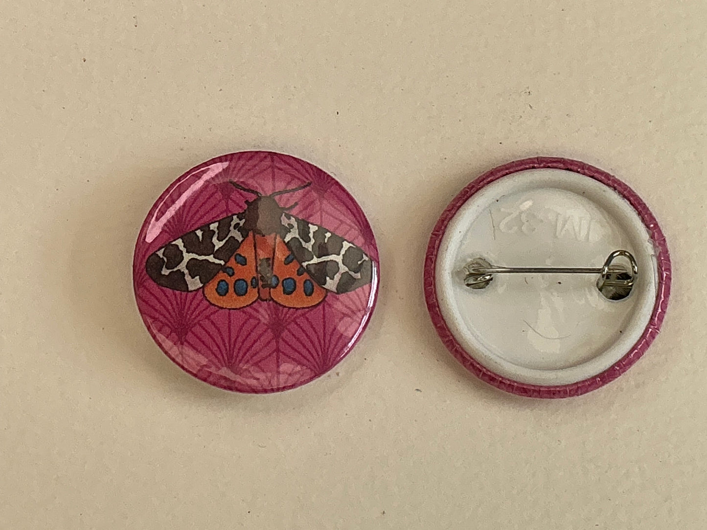 Tiger moth button badge pin