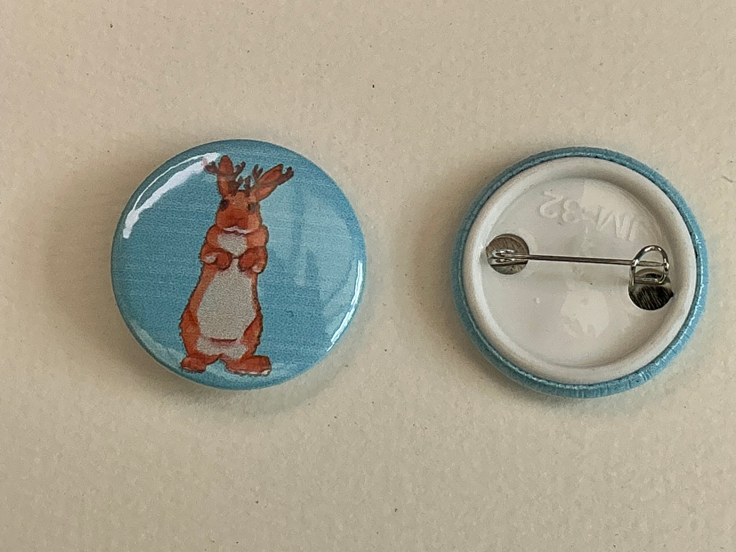Jackalope button badge pin
