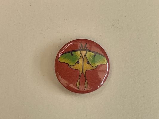 Lunar moth button badge pin